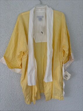 Crabtree & Evelyn yellow damask  Cotton Haori  Jacket with White Label size M /L
